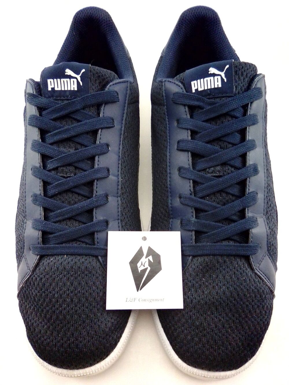 Puma Men's Zip C Mesh/Leather Navy & White Lace Up Low Top Sneakers Size 11